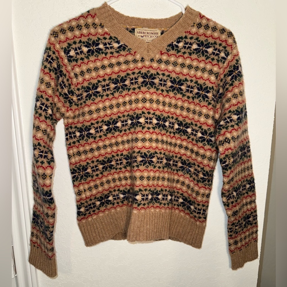 Abercrombie & Fitch Vintage Shetland Wool Sweater Womens Small Ugly Christmas